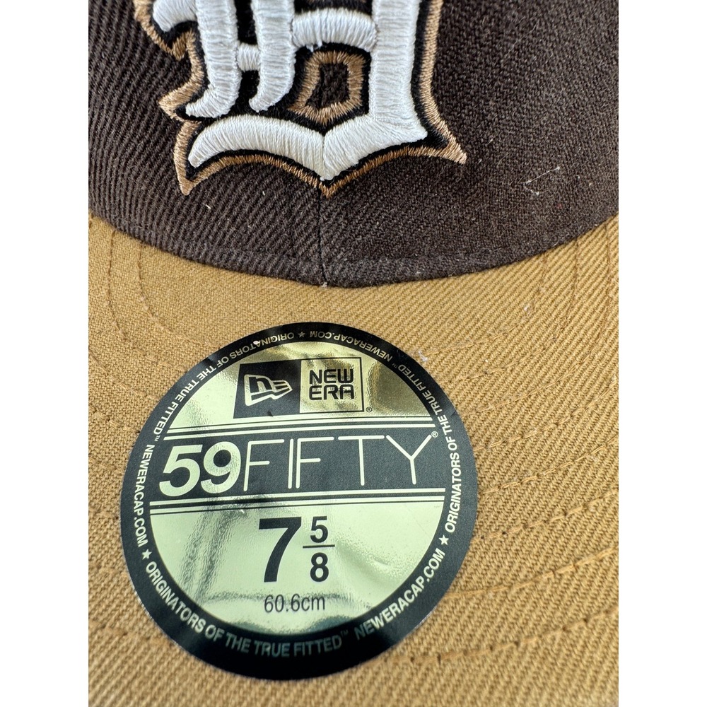 New Era Detroit Tigers Fitted Hat Mens 7 5/8 Brown Gold 59FIFTY MLB Baseball Cap - Picture 3 of 15